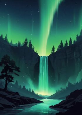 Auroras Glowing Cascade