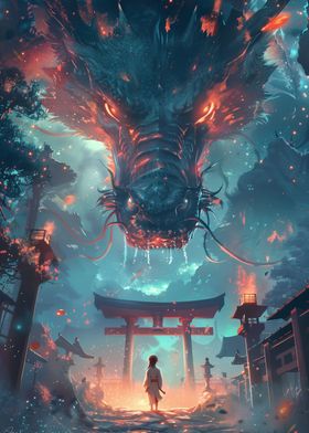 Fantasy Torii Gate Dragon