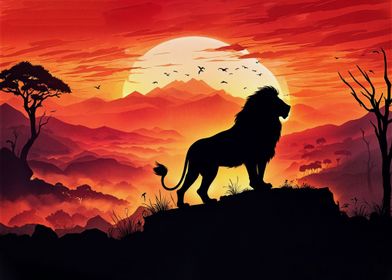 Silhouette a lion