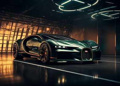 Bugatti Chiron Green car