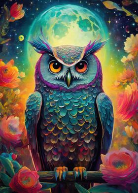 Bird Owl Colorful