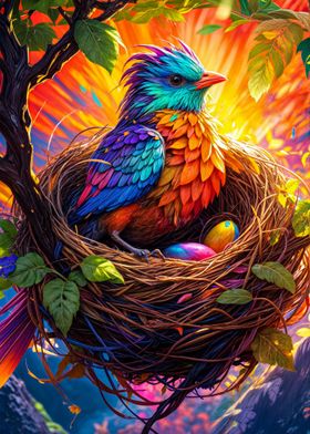 Colorful bird nest