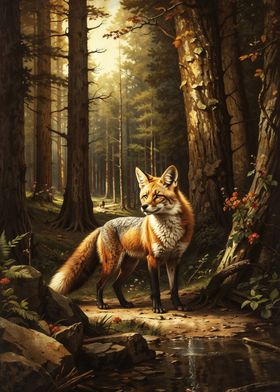 A fox in the forest