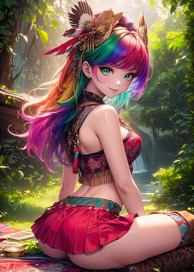 Rainbow Anime Girl Nature