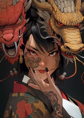 Geisha mask dragon