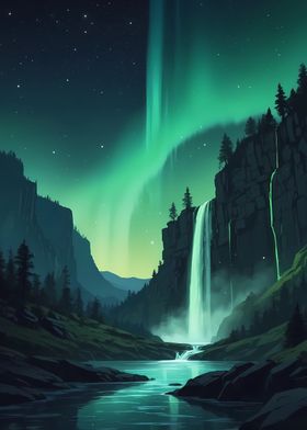 Auroras Glowing Cascade