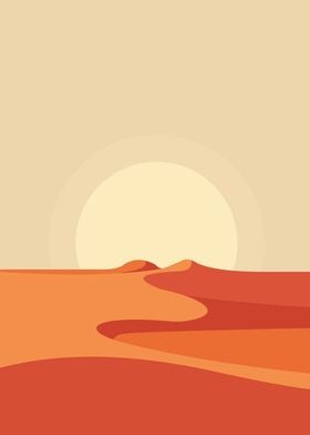 Large Sun desert landscape