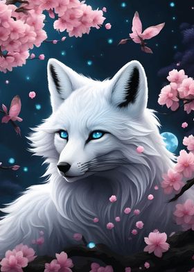 Fox Kitsune Cherry Blossom