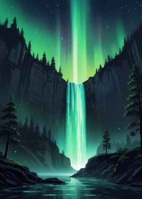 Auroras Glowing Cascade