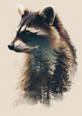 Raccoon Double Exposure