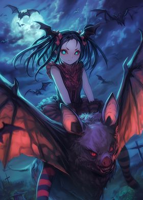 Moonlight Bat Anime Girl
