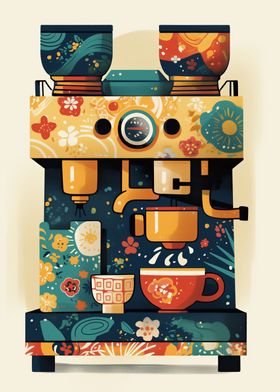 Floral Coffee Machine Art