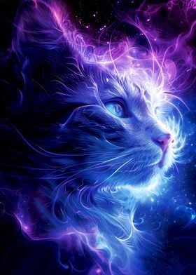 Dreamy Glowing Cosmic Cat