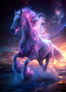 Etheral Cosmic Beach Horse