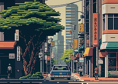 Fukuoka City Pixel Art