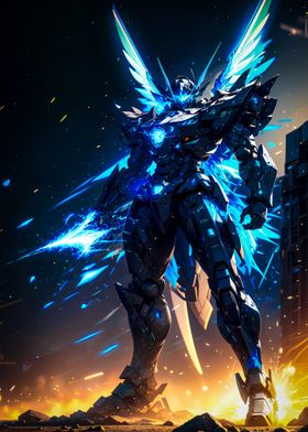 Blue Armor Mecha Robot