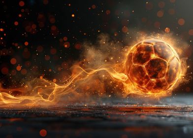 Soccer ball flying on fire