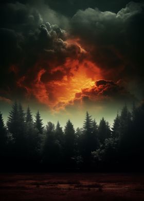 Forest Sky Storm clouds