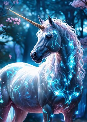 Magical unicorn in neon