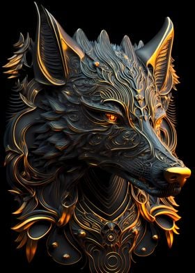 Regal Golden Fire Wolf