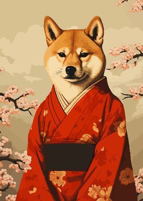 Shiba Inu Kimono Pixel Art