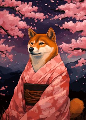 Shiba Inu Sakura Pixel Art