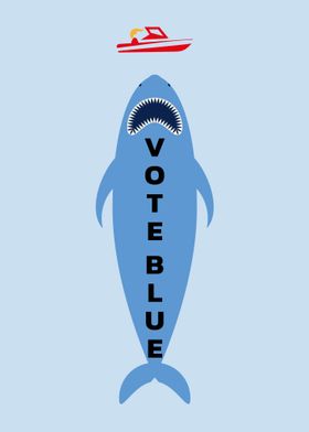 Vote Blue Shark red boat