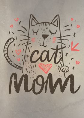 Cat Mom Typography Art