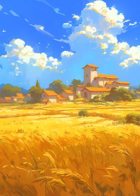 anime field landscape