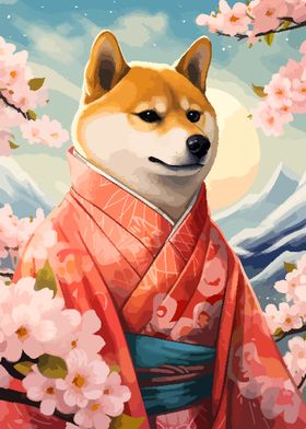 Shiba Inu Pixel Art Ukiyoe