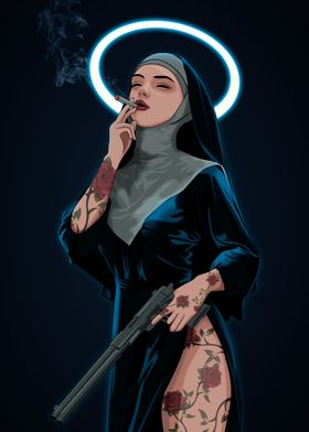 rebel cyberpunk nun girl