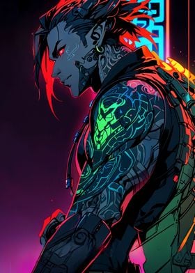 Anime Cyberpunk Cyborg Boy