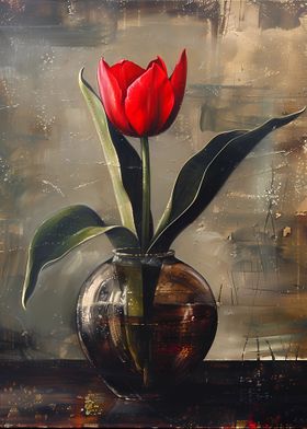 Singe red tulip