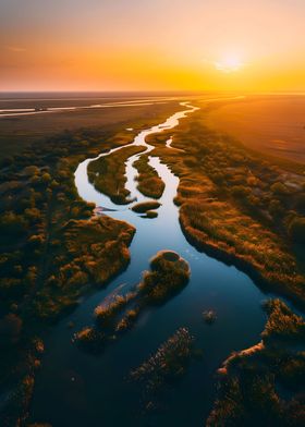 Golden River Sunset