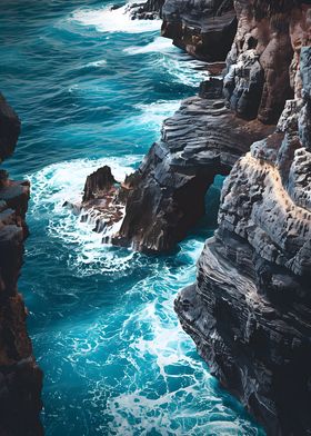 Rocky Coastline Waves