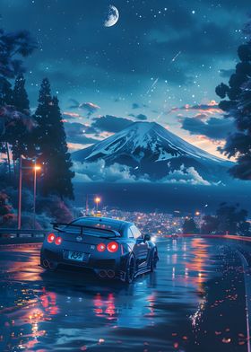 GTR R35 City Fuji night