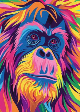 Orangutan Abstract Flat