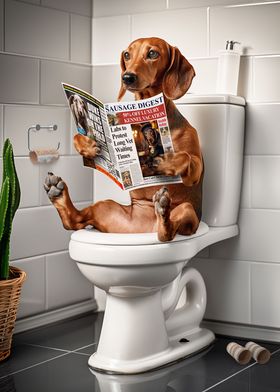 Dachshund in the Bathroom