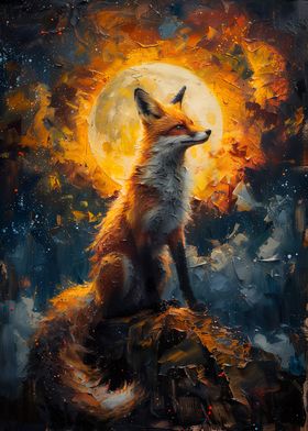 Sunset Fox Painting