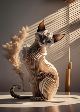 Siamese Cat Origami pastel
