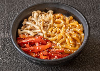 Udon noodles bowl