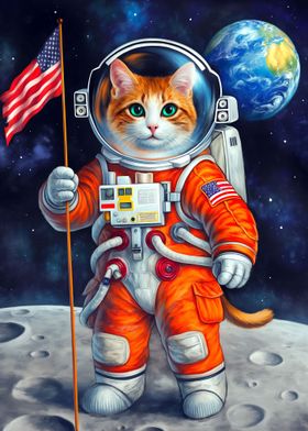 Astronaut Cat Exploration