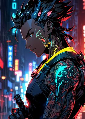 Anime Cyberpunk Cyborg Boy