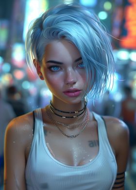 Sexy Cyberpunk City Girl