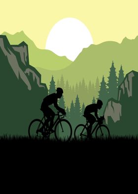 Green Cycling Mountain Art