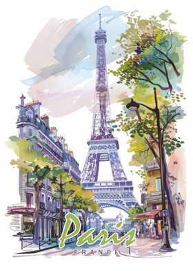 Paris City Watercolor