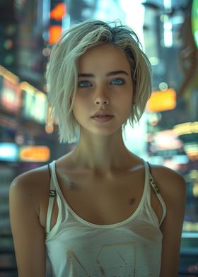 Sexy Cyberpunk City Girl