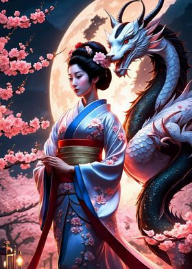 Geisha Japanese Dragon 