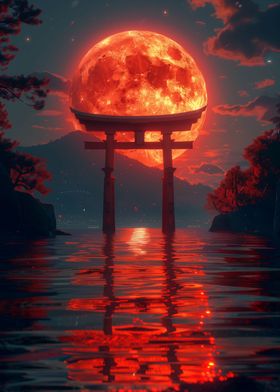 Red Moon Torii Gate 