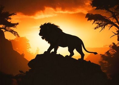 Silhouette a lion